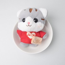 그레이 고양이 키링, 레드, 1개