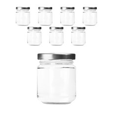 角圓形玻璃瓶 銀色蓋 KH8, 8個, 150ml