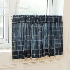 深藍格紋半簾, 藍色