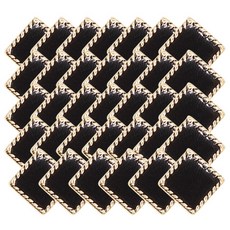 射出珍珠寶石開襟衫針織鈕扣 梳齒紋正方形 11.5mm, 34個, 黑金色