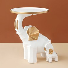 Mondespot風水地理大象金色托盤收納裝飾品 YT_RB167, 白色的