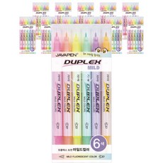 JAVAPEN Duplex Twin Mild 6色螢光筆, 混合色, 12個