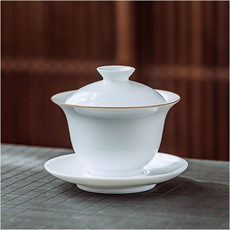 京德珍茶葉罐邊緣開完, 白色+金色, 1個