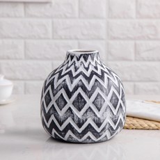 復古圖案花瓶, 黑+白