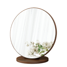 圓形化妝鏡 30cm, 棕色的