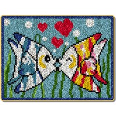 Allode 水生動物地毯墊 DIY地毯繡套組 英文版 彩色印刷網格, 1套, NO_03