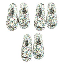 韓國反彈道導彈 絎縫室內拖鞋, 3雙, 藍色花