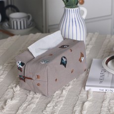 Trendy Cube布藝刺繡面紙盒, 棕色貓