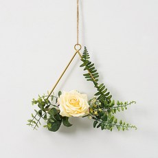 家居咖啡廳內牆裝飾花飾18三角黃玫瑰, 黃色+綠色