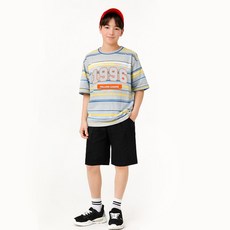 나나주니 라운드넥 리그 단가라 상의 + 와이드 5부 바지 세트