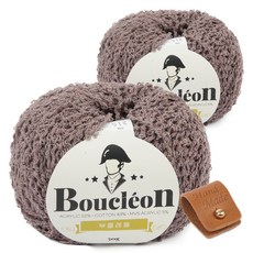 브랜드얀 부클레옹 뜨개실 2p + 솔트레지 + 가죽라벨 세트, 315코코아(뜨개실), 골드(솔트레지), 카멜(라벨), 1개