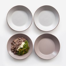 NICOTT 韓國產 Soil 晚餐盤 4件組, 暖灰色 + 摩卡棕, 盤子 4p, 1套