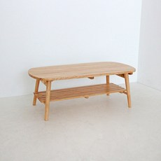 ECHO 橡膠木實木折疊式雙層茶几 900, 原木色