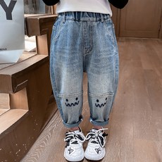 Starbean 女童怪獸刺繡丹寧鬆緊褲