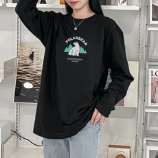 HumbleStudio 女性北極熊印花棉質長袖T恤 FF_234