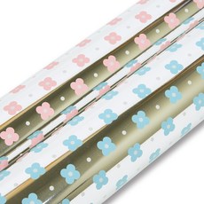 Good given 迷你花朵金屬捲筒包裝紙, 粉紅色 + 藍色, 2個