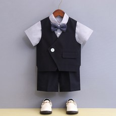 BabyMax 男童背心V領斜紋短袖西裝4件組 R11000