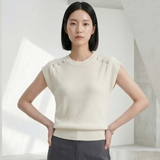 Vanessa Bin 女款肩部裝飾圓領無袖針織衫 v01627ss