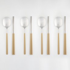 Cuisine de Maman 兒童用純粹餐具組, 湯匙 + 筷子, 棕色, 4套