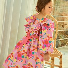 Matilda ny 女孩鈴pril粉紅色花朵連衣裙