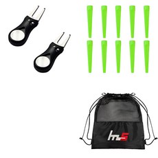 NAYASTYLE 高爾夫果嶺叉修補器 2入 + 塑膠高爾夫長梯 10入 + 收納袋套組 GFYP-38-2+185-6PU, 混和色