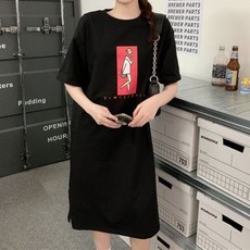 피어니스트 워킹 반팔 캐주얼 미디 원피스 빅사이즈 포함