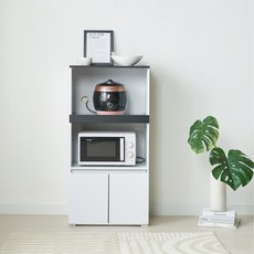 제우스가구 뮤즈 LPM 도어 전자렌지 밥솥겸용 수납장 1200, 블랙화이트, 3단