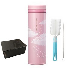 스타벅스 JNO 체리 블라썸 보온병 + 세척솔 세트, 혼합색상, 500ml, 1개