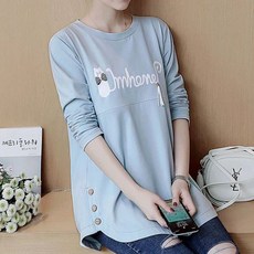 孕婦側邊鈕扣長袖上衣