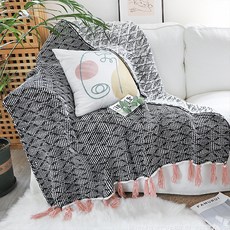 粉色流蘇亮點毯子