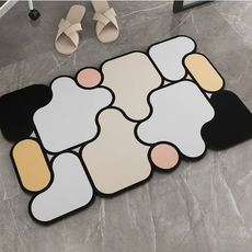 Bijuet Home 柔軟矽藻土腳踏墊, 春季拼圖桃灰色