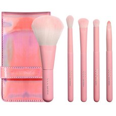 corinGco 閃耀刷具五件組 蜜粉/腮紅/輪廓/眼影/眼線刷, 粉紅色, 1組
