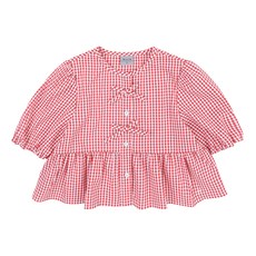 빈 여아용 고방체크 리본 블라우스 BZ22BL02RD