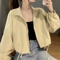 여성용 미드나잇코코 옆셔링 카라넥 크롭 집업 B237WF03238