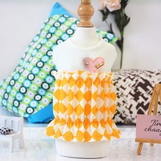 狗狗愛心鑽石百褶裙, 黃色