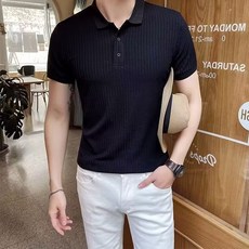 男士 DM Cane 條紋翻領針織衫