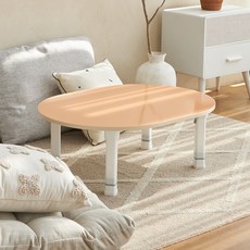 스토리퍼니쳐 국내생산 E0 LPM 4단높이조절 유광 밀러 타원 접이식 테이블 800, 피치퍼즈