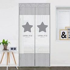 dashop 玄關型 門用型 EVA防風擋風門簾 星空灰 半透明 100 x 210 cm + 魔鬼氈 6入 + 開口固定磁鐵 隨機出貨 4入, 1套
