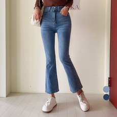 2nd Ground 女款高腰雙扣靴型牛仔長褲