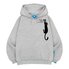 L.LAMO 刷毛H黑色貓咪連帽T