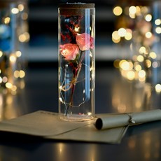 아르띠콜로 행복 LED 유리병 꽃다발 편지지 세트, 핑크