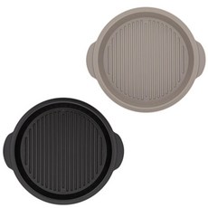 可微波圓形擺盤餐盤組, 1套, 2個圓形餐盤, 沙黑色、灰灰色