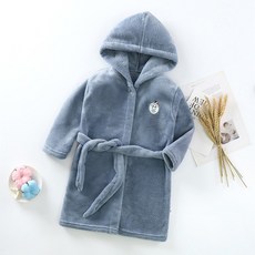 兒童微笑圖案連帽浴袍, 藍色(150號), 1件