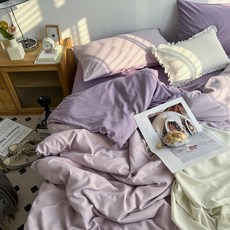 데이소이 클래식 무지 침대 이불 커버, 17 라이트퍼플