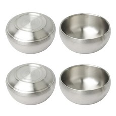 雙層真空不鏽鋼飯碗組, 單色, 飯碗 2p + 湯 2p