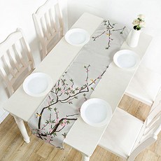 PDS Home 精緻花卉圖案古典桌旗, 02, 32 x 160 cm, 1個