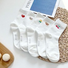 Kids FUTURE 兒童簡約愛心熊襪子5雙組