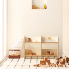 소르니아 멜로우 어린이 더블 전면 책장, 아이보리, 2단