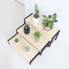 鐵製原木多功能花盆整理架, 混色, 3層