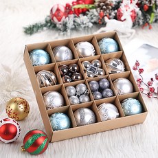 彩繪聖誕球裝飾品套組, 銀色, 1個